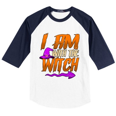 Happy Halloween I Am With The Witch Cool Gift Baseball Sleeve Shirt