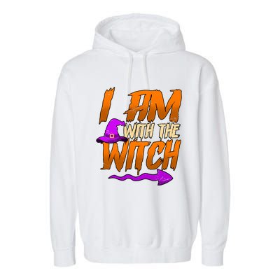 Happy Halloween I Am With The Witch Cool Gift Garment-Dyed Fleece Hoodie