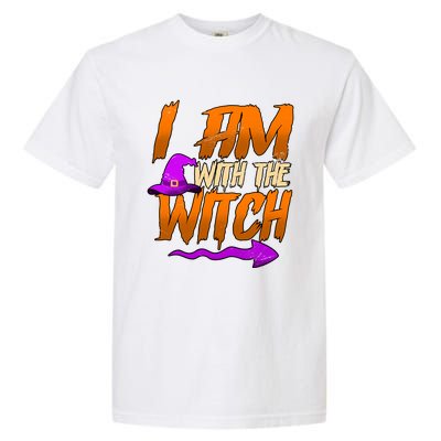 Happy Halloween I Am With The Witch Cool Gift Garment-Dyed Heavyweight T-Shirt