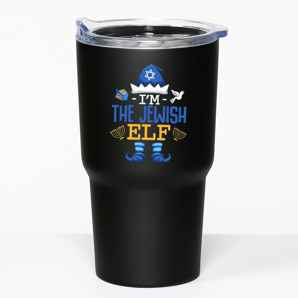 Happy Hanukkah Jewish Elf Family Funny Christmas Pajama Tumbler