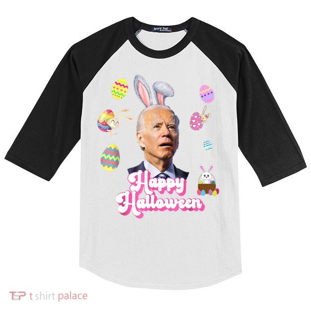 Happy Halloween Joe Biden Funny Easter Kids Colorblock Raglan Jersey