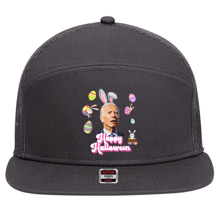 Happy Halloween Joe Biden Funny Easter 7 Panel Mesh Trucker Snapback Hat