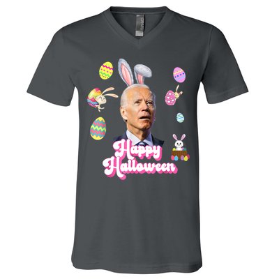 Happy Halloween Joe Biden Funny Easter V-Neck T-Shirt