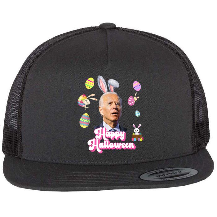 Happy Halloween Joe Biden Funny Easter Flat Bill Trucker Hat