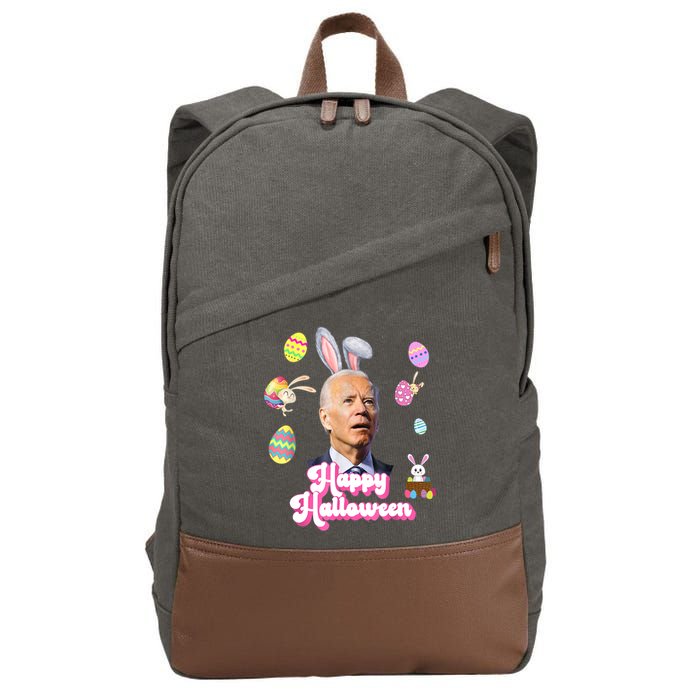 Happy Halloween Joe Biden Funny Easter Cotton Canvas Backpack