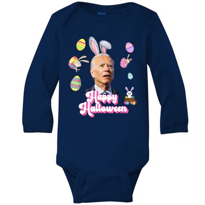 Happy Halloween Joe Biden Funny Easter Baby Long Sleeve Bodysuit