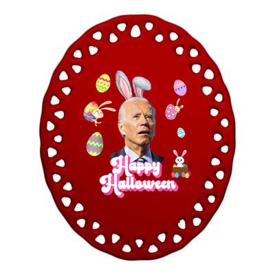 Happy Halloween Joe Biden Funny Easter Ceramic Oval Ornament