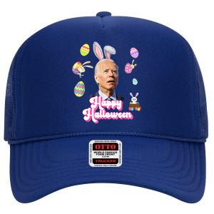 Happy Halloween Joe Biden Funny Easter High Crown Mesh Back Trucker Hat