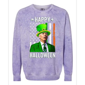 Happy Halloween Joe Biden St Patricks Day Leprechaun Hat  Colorblast Crewneck Sweatshirt