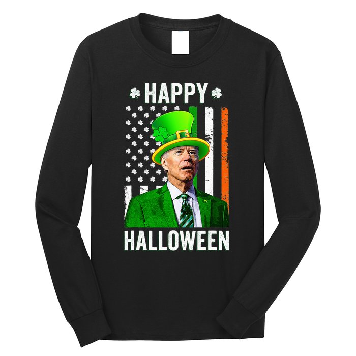 Happy Halloween Joe Biden St Patricks Day Leprechaun Hat  Long Sleeve Shirt