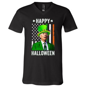 Happy Halloween Joe Biden St Patricks Day Leprechaun Hat  V-Neck T-Shirt