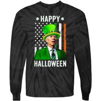 Happy Halloween Joe Biden St Patricks Day Leprechaun Hat  Tie-Dye Long Sleeve Shirt