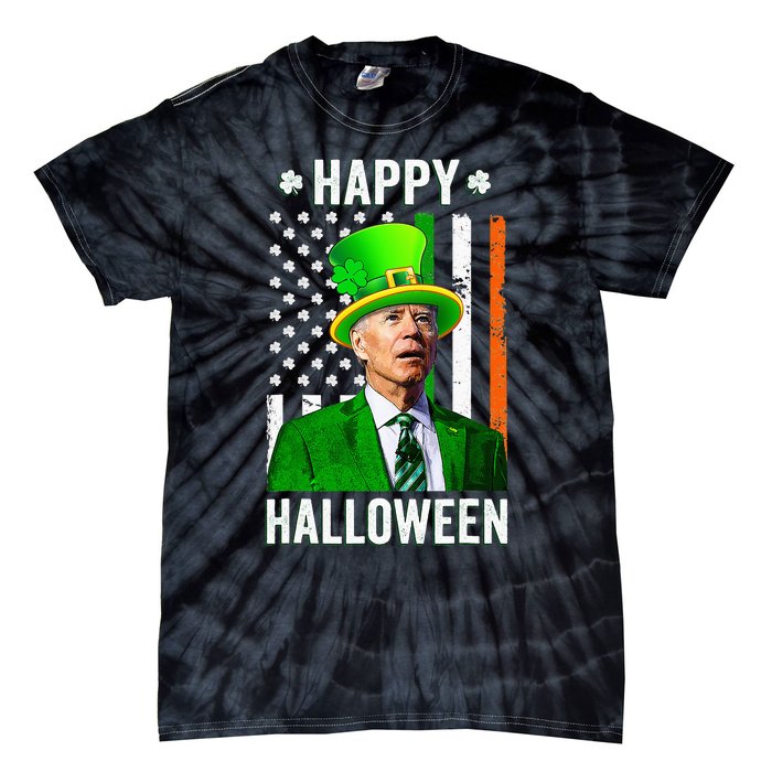 Happy Halloween Joe Biden St Patricks Day Leprechaun Hat  Tie-Dye T-Shirt