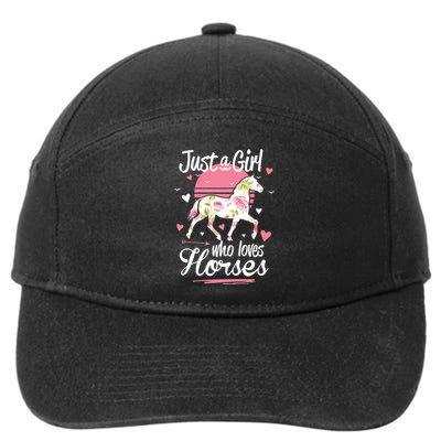 Horse Horses . Just A Girl Who Loves Horses Horse Rider 7-Panel Snapback Hat