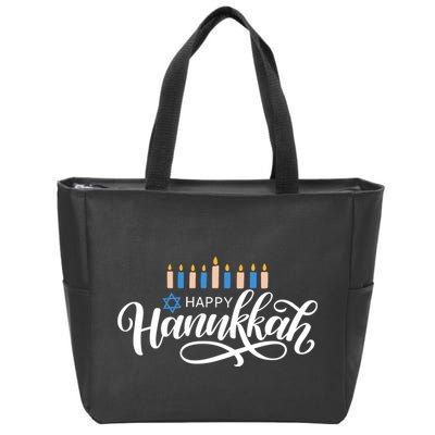 Happy Hanukkah Jewish Holiday Gift Zip Tote Bag