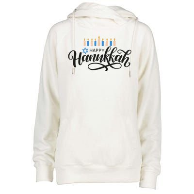 Happy Hanukkah Jewish Holiday Gift Womens Funnel Neck Pullover Hood