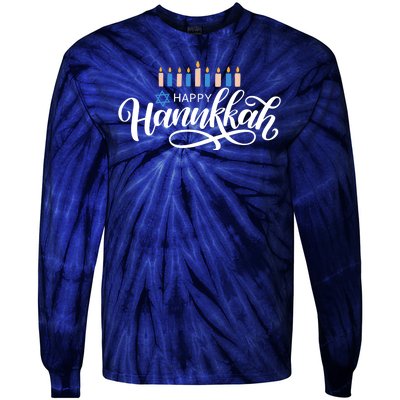 Happy Hanukkah Jewish Holiday Gift Tie-Dye Long Sleeve Shirt