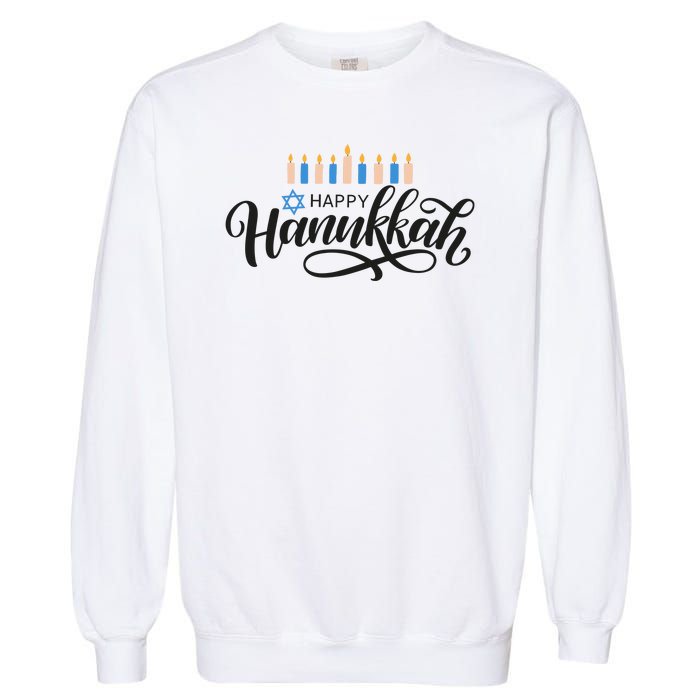 Happy Hanukkah Jewish Holiday Gift Garment-Dyed Sweatshirt