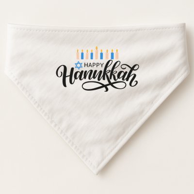 Happy Hanukkah Jewish Holiday Gift USA-Made Doggie Bandana