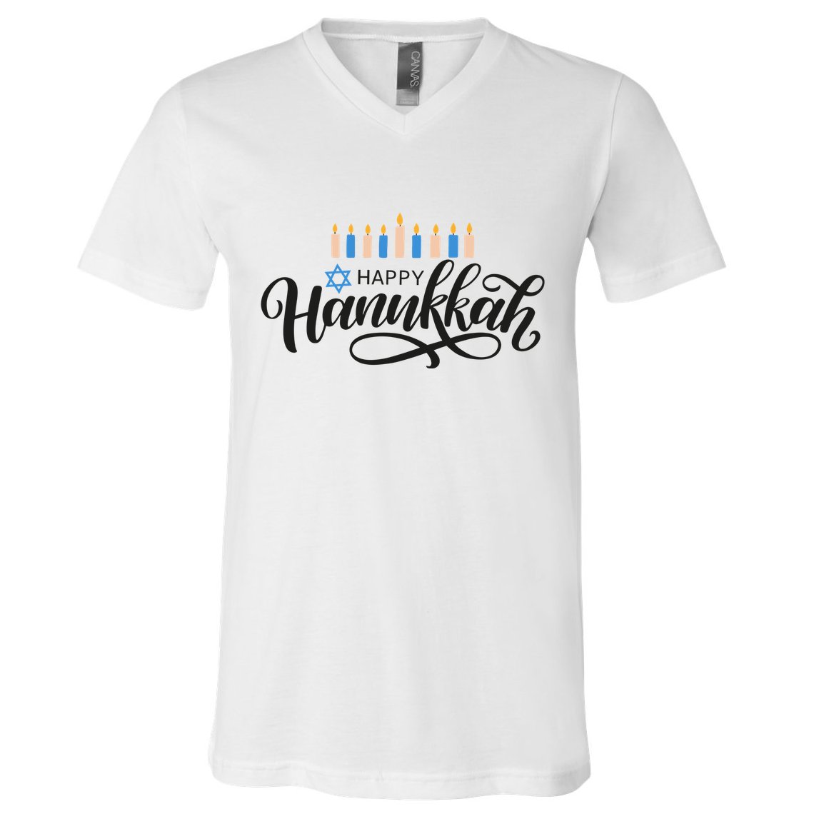 Happy Hanukkah Jewish Holiday Gift V-Neck T-Shirt