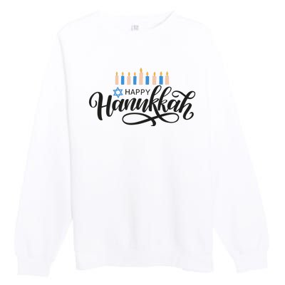 Happy Hanukkah Jewish Holiday Gift Premium Crewneck Sweatshirt