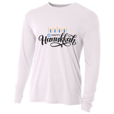 Happy Hanukkah Jewish Holiday Gift Cooling Performance Long Sleeve Crew