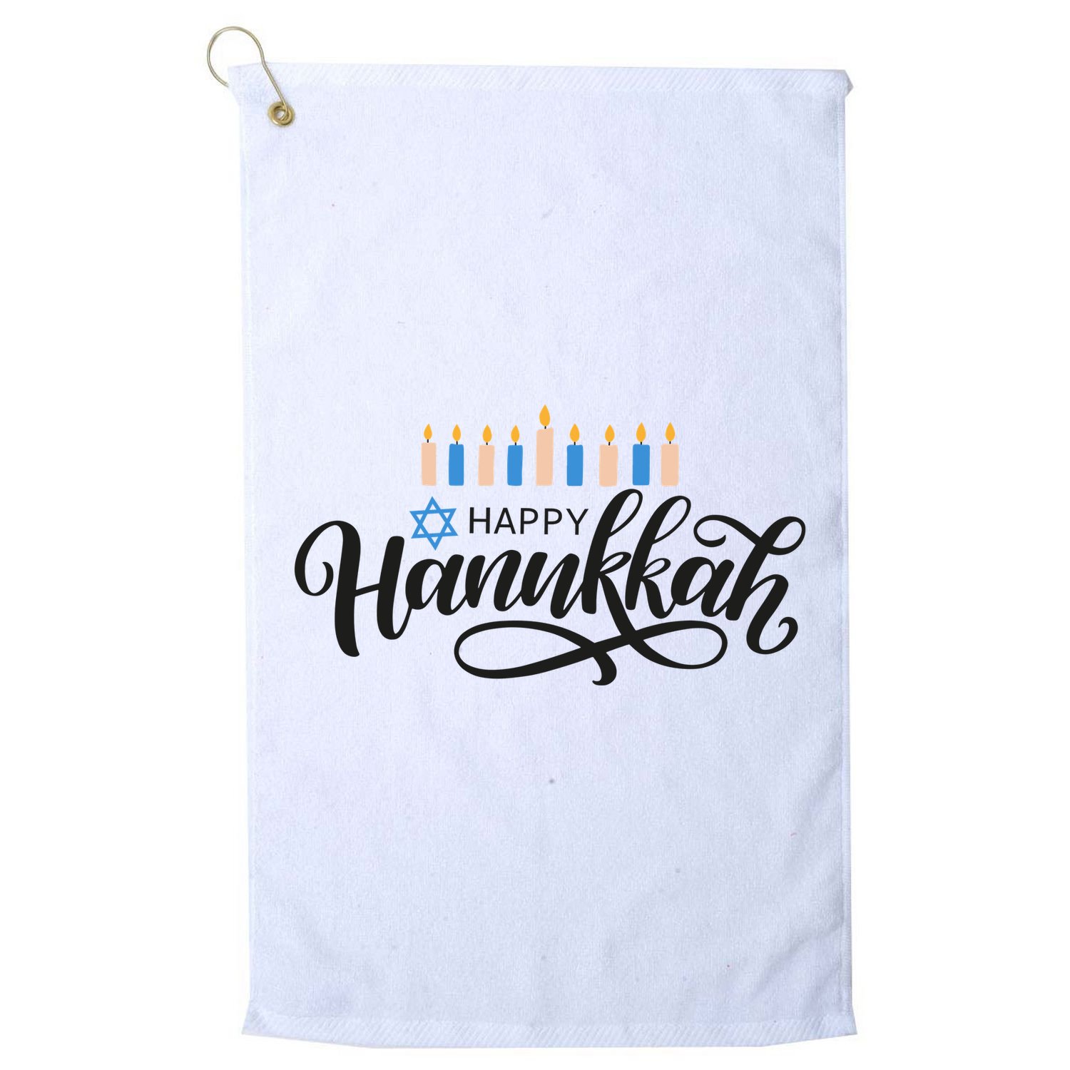 Happy Hanukkah Jewish Holiday Gift Golf Towel