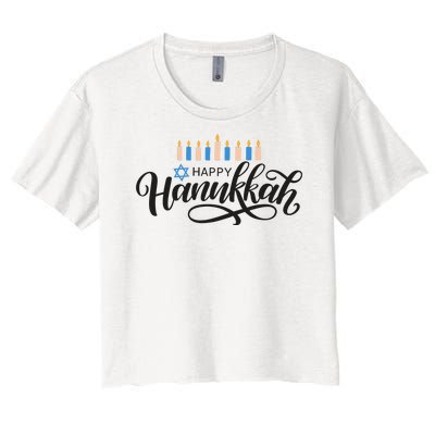 Happy Hanukkah Jewish Holiday Gift Women's Crop Top Tee