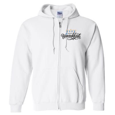 Happy Hanukkah Jewish Holiday Gift Full Zip Hoodie