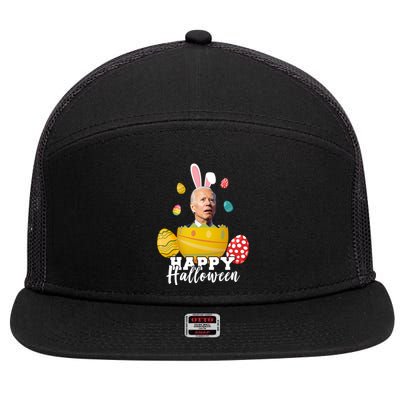 Happy Halloween Joe Biden Easter Funny Confused 7 Panel Mesh Trucker Snapback Hat