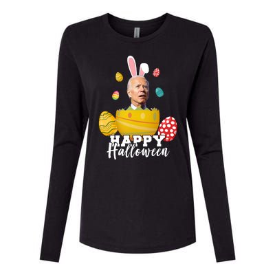 Happy Halloween Joe Biden Easter Funny Confused Womens Cotton Relaxed Long Sleeve T-Shirt