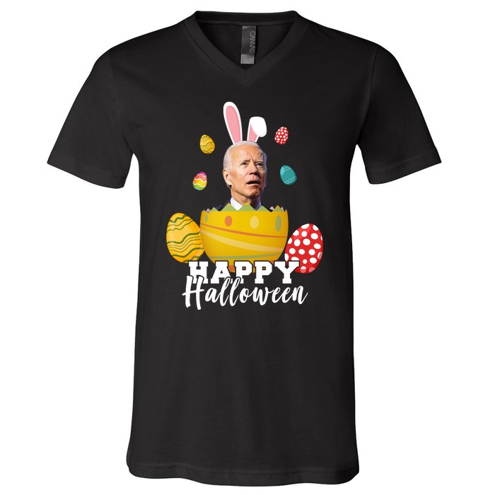 Happy Halloween Joe Biden Easter Funny Confused V-Neck T-Shirt