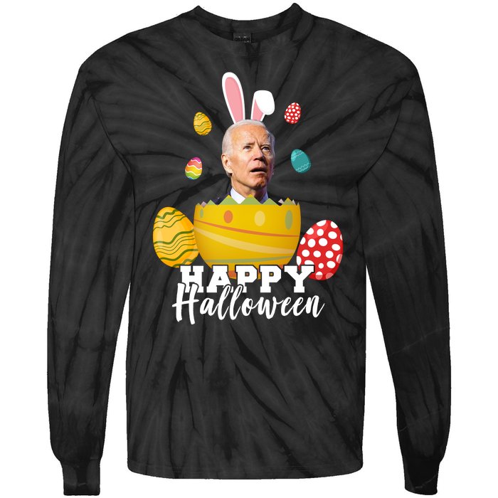 Happy Halloween Joe Biden Easter Funny Confused Tie-Dye Long Sleeve Shirt