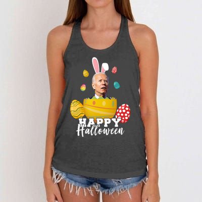 Happy Halloween Joe Biden Easter Funny Confused Women's Knotted Racerback Tank