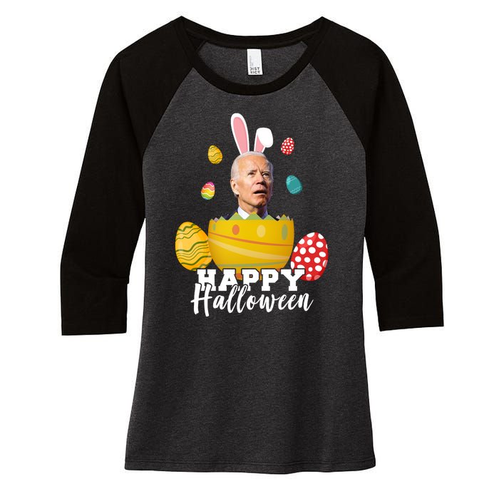 Happy Halloween Joe Biden Easter Funny Confused Women's Tri-Blend 3/4-Sleeve Raglan Shirt