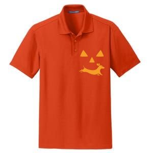 Happy Halloween Jackolantern Face With Dog Breeddachshund Funny Gift Dry Zone Grid Polo