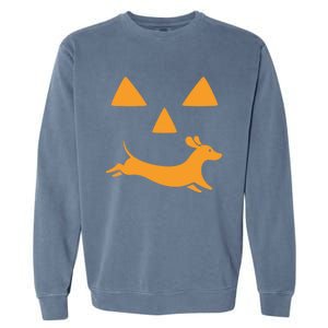 Happy Halloween Jackolantern Face With Dog Breeddachshund Funny Gift Garment-Dyed Sweatshirt