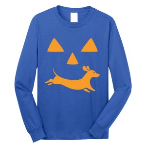 Happy Halloween Jackolantern Face With Dog Breeddachshund Funny Gift Long Sleeve Shirt