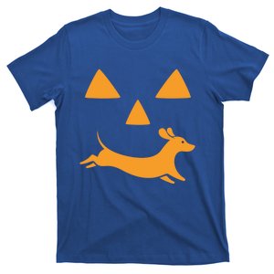 Happy Halloween Jackolantern Face With Dog Breeddachshund Funny Gift T-Shirt