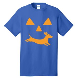 Happy Halloween Jackolantern Face With Dog Breeddachshund Funny Gift Tall T-Shirt