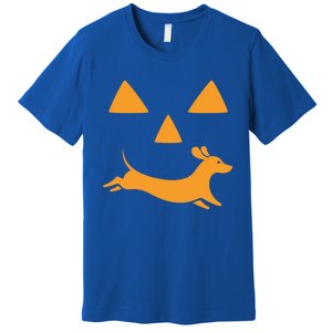 Happy Halloween Jackolantern Face With Dog Breeddachshund Funny Gift Premium T-Shirt