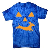 Happy Halloween Jackolantern Face With Dog Breeddachshund Funny Gift Tie-Dye T-Shirt