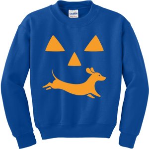 Happy Halloween Jackolantern Face With Dog Breeddachshund Funny Gift Kids Sweatshirt