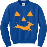 Happy Halloween Jackolantern Face With Dog Breeddachshund Funny Gift Kids Sweatshirt