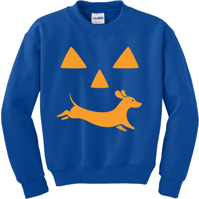 Happy Halloween Jackolantern Face With Dog Breeddachshund Funny Gift Kids Sweatshirt