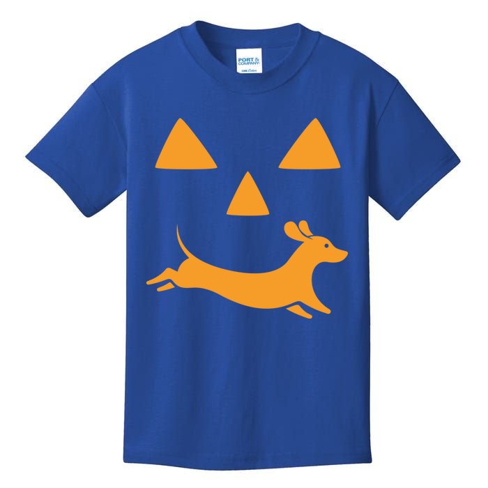 Happy Halloween Jackolantern Face With Dog Breeddachshund Funny Gift Kids T-Shirt