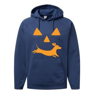 Happy Halloween Jackolantern Face With Dog Breeddachshund Funny Gift Performance Fleece Hoodie