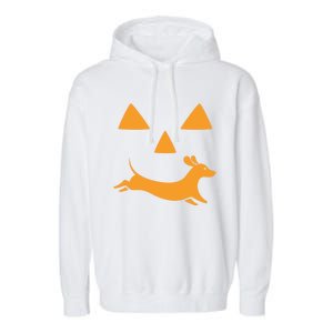 Happy Halloween Jackolantern Face With Dog Breeddachshund Funny Gift Garment-Dyed Fleece Hoodie