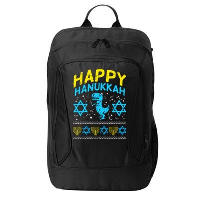 Happy Hanukkah Jewish TRex Ugly Chanukah Sweater Gift  City Backpack