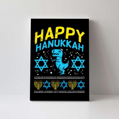 Happy Hanukkah Jewish TRex Ugly Chanukah Sweater Gift  Canvas